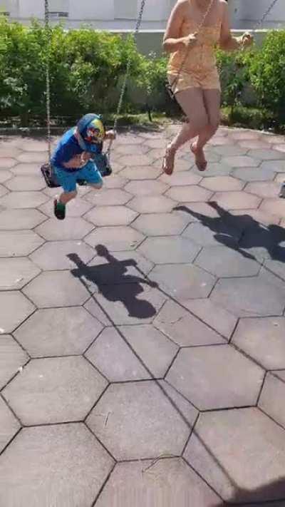 My son decided to pick his nose whilst learning the big boy swing.