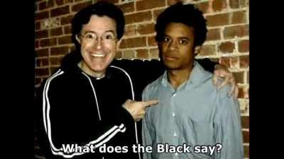 What's the black say?