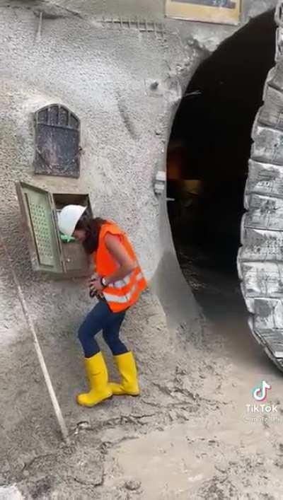 Massive boom knocks her hat off