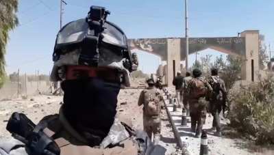 Iraqi EOD flies in the air while trying to defuse isis IED set on city gate . Talafar, 2017