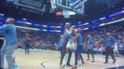 [Highlight] Myles Turner and Rudy Gobert scuffle after Gobert pulls Turner down by his shorts