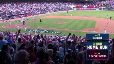 [Highlight] [Highlight] Matt Olson's 3-run homer brings the Braves within one run of the Phillies in the bottom of the ninth.