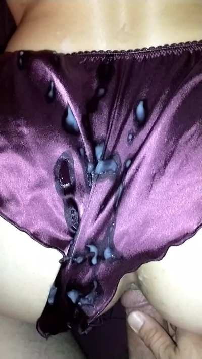 Purple panties covered, then back in for more