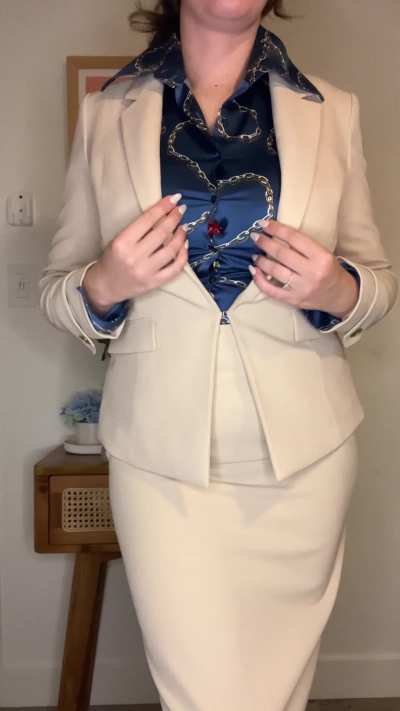 Your favorite Satin Fetish Wife is back after a vacation with a brand new suit!