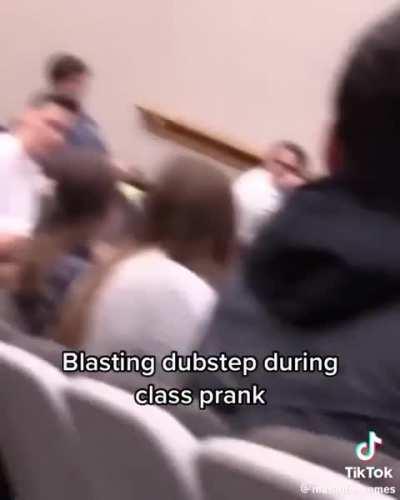 Guy interrupts a lesson by blasting dubstep music