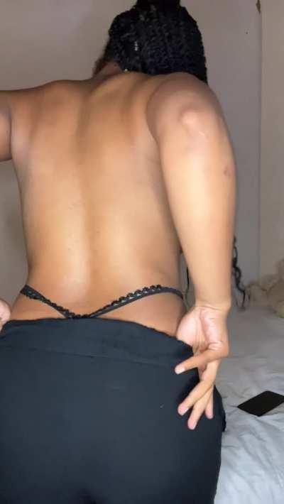 My hungry butt is eating the thong