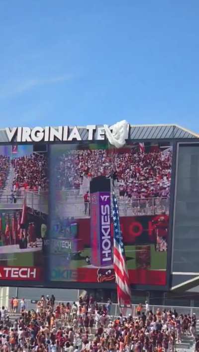 A skydiver crashed into the scoreboard at Virginia Tech's Lane Stadium on Saturday, ahead of the Hokies' spring football game