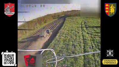 The Ronin operators FPV drone destroyed the BM-21 Grad along with the crew. May 2025, location not disclosed.