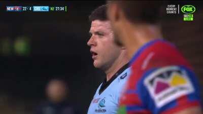 Chad Townsend Sent off for obliterating Kalyn Ponga after the 20m restart