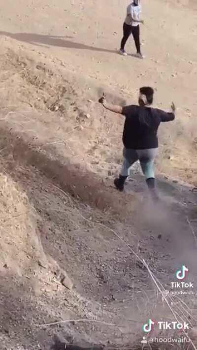 Running down hill....