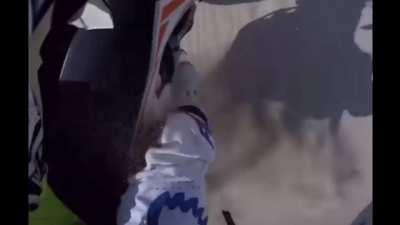 Dirtbiker almost gets hit by a Jeep while dumping a sand dune