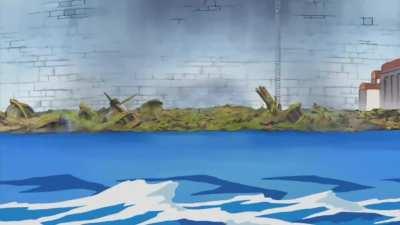 Luffy gives Usopp the finger and sails away