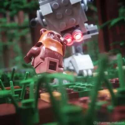 Created another little animated loop: AT-ST vs Ewok this time!