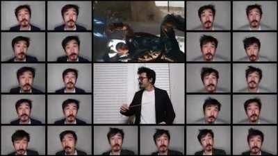 The theme for Marvel’s Avengers except every orchestral part is sung by the human voice!