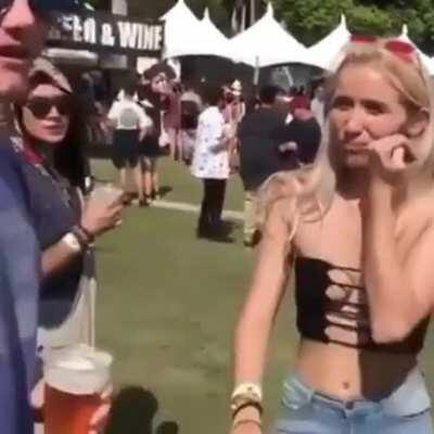 To beat her at drinking quickest.