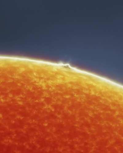 There's a volatile region on the sun that could potentially produce a huge flare soon. Using a specially modified telescope, I created a timelapse of 2 hours of motion, showing it burping out planet-sized gobs of plasma.