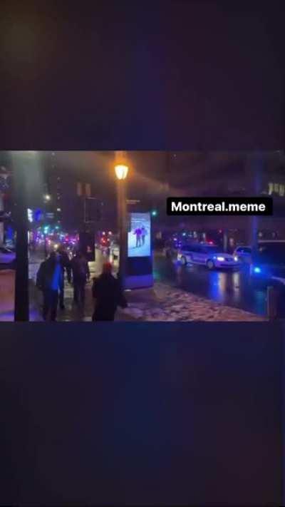 Police enforcing curfew in Montreal, Canada (translation in comments)