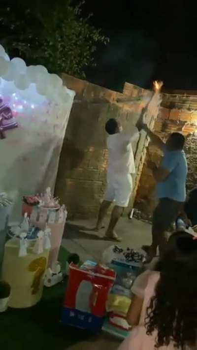 Lighting a firework while holding it is always a bad idea.