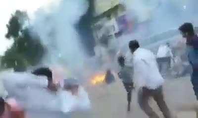 Using firecrackers near a bunch of balloons