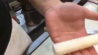 How radish is cut by Japanese chefs