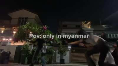 (Myanmar/Burma) Gunfire Interrupts Dance Video [Exact location unknown; text from source]