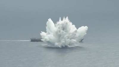 French Navy footage of the shock tests of the Courbet frigate,