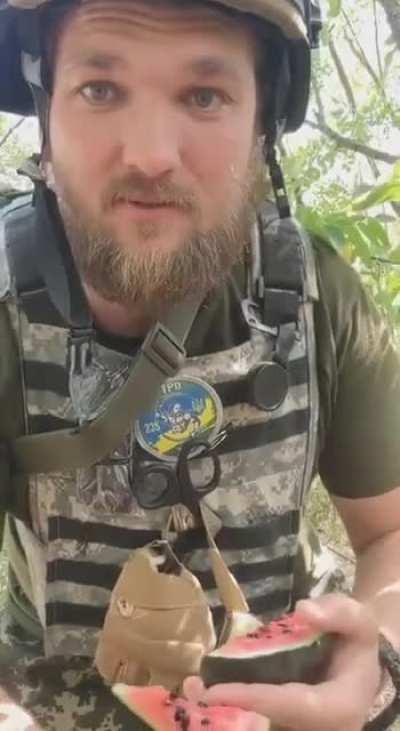 Ukrainian warriors already tasting Kherson watermelons!