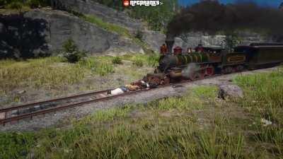 The entire Van Der Linde gang gets run over by a train 