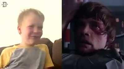 That magic moment all Star Wars fans in the past, present and future will experience. (From The Dad on Facebook and shared by James Ogdon, The Luke Skywalker Group on FB)