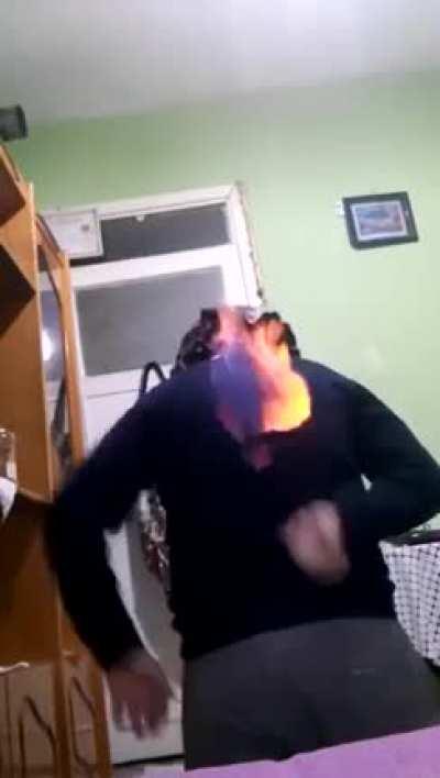 Kid trying to be human torch
