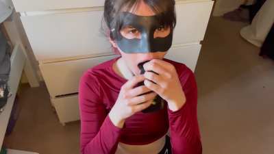 Trying on different gags for when I restrain myself later (selfbondage)