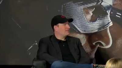 Kevin Feige being asked about potential Falcon & Bucky project during Civil War Press Conference