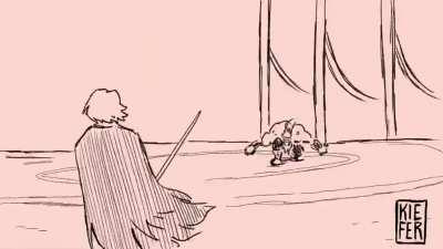 a small and awesome animation of Houra Loux vs Tarnished by @kiecaburn