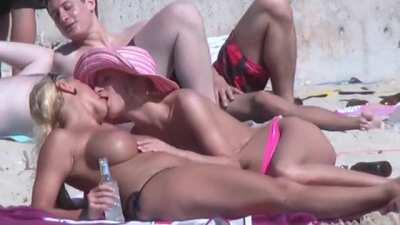 Girls having fun at the beach