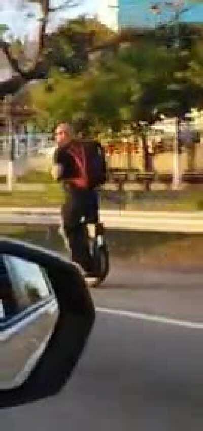Driving a unicycle at 60km/h