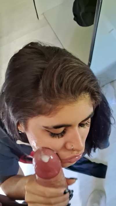 He says I look pretty with cum on my face