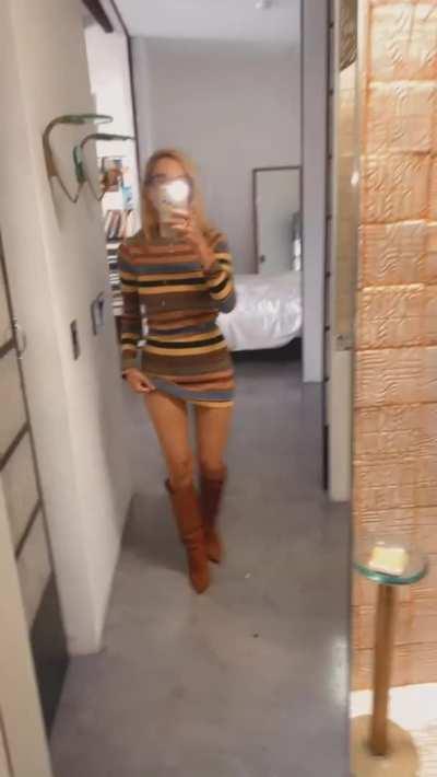 Skintight striped dress