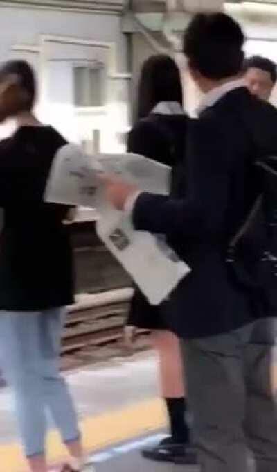 Bystander perfectly trips man running away from school girls he inappropriately touched