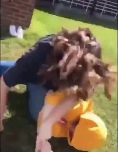 Girl in the yellow hoodie had no chance lol