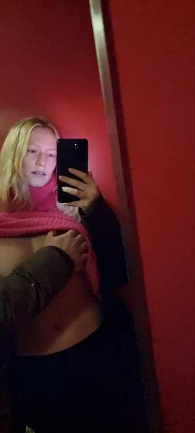 Some cuddles in the elevator