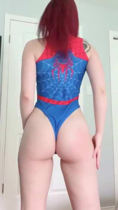 Spider-Man swimsuit booty slap by Sara Mei Kasai