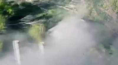 A very unlucky Russian T-80U ran over TWO anti-tank landmines.