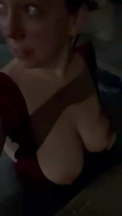 The risk of flashing in a hotel hot tub is hard to beat!