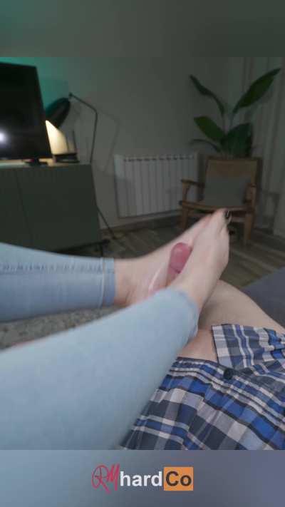 Getting a big load of cum all over my feet