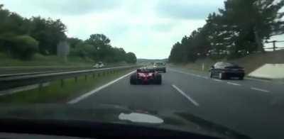 Someone took an old GP2 car on a highway joyride in the Czech Republic. Police have not been able to identify the driver and are looking for him.