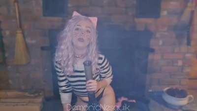 Horny pet smokes her catnip every morning ^-^