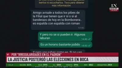 Los punteros de Riquelme aprietan a los hinchas de las filiales de Boca para que vayan a un banderazo. Les regalan un chori y una coca.