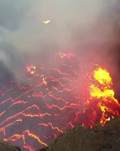 The eruption of Erta Ale volcano, Ethiopia. The most active volcano and one of only five known to have a lava lake. At the same time it is the only one with two such lakes at once.