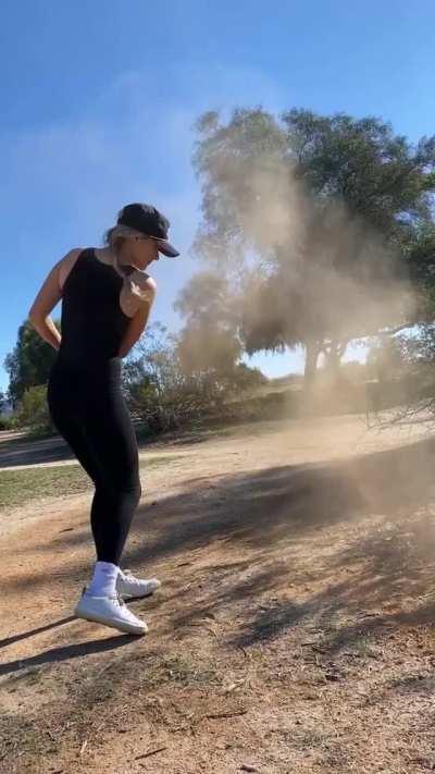 playing a hole with Paige