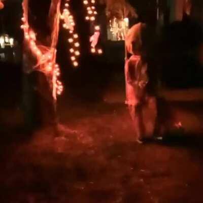 Hand sewn, arduino controlled, motion sensor Sam from Trick r’ Treat we made.